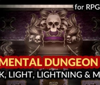 RPG Maker MZ - KR Elemental Dungeon Tileset - Dark Light Lightning Metal