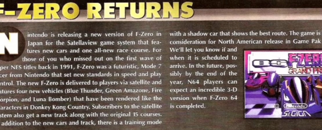 Rediscovering a Nintendo Classic - The Revival of BS F-Zero Grand Prix